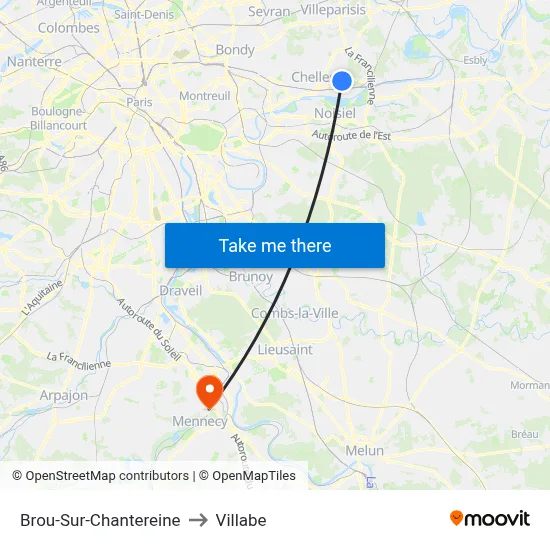Brou-Sur-Chantereine to Villabe map