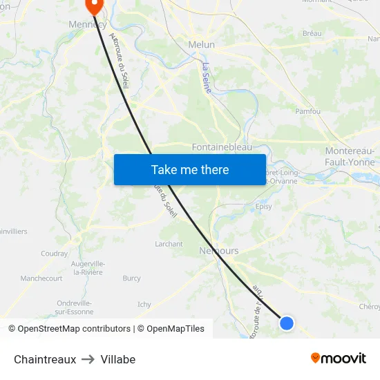 Chaintreaux to Villabe map