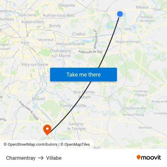 Charmentray to Villabe map