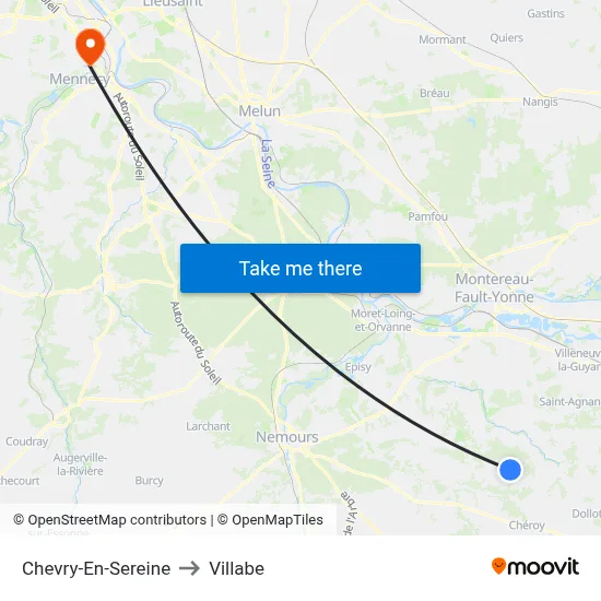 Chevry-En-Sereine to Villabe map