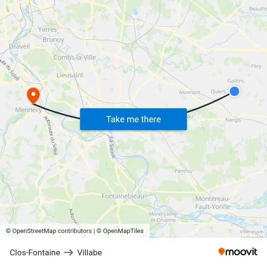 Clos-Fontaine to Villabe map