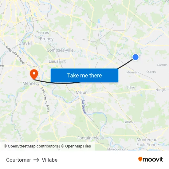 Courtomer to Villabe map