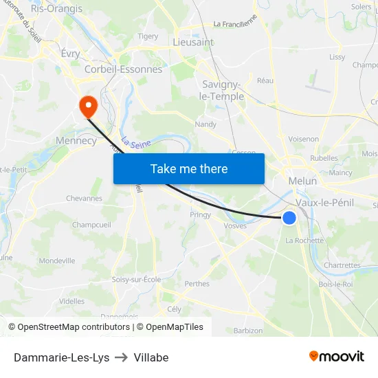 Dammarie-Les-Lys to Villabe map