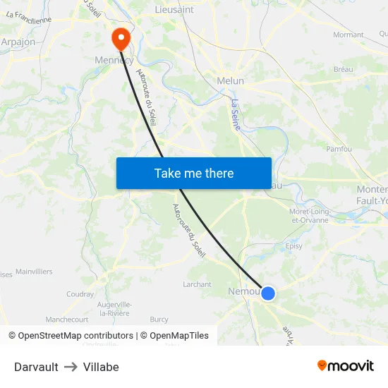 Darvault to Villabe map