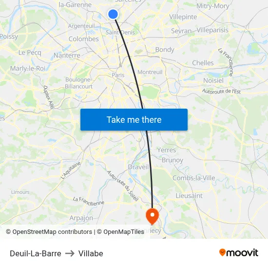 Deuil-La-Barre to Villabe map