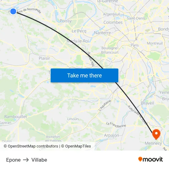 Epone to Villabe map