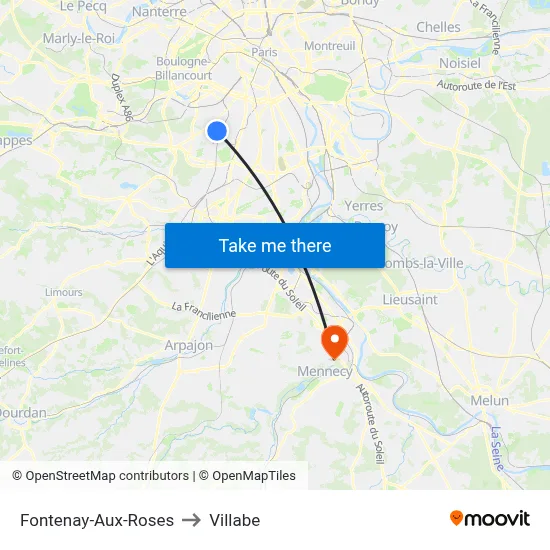 Fontenay-Aux-Roses to Villabe map