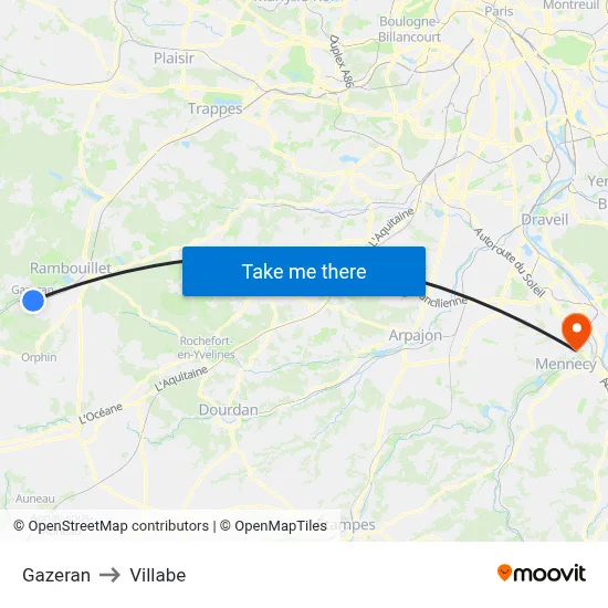 Gazeran to Villabe map