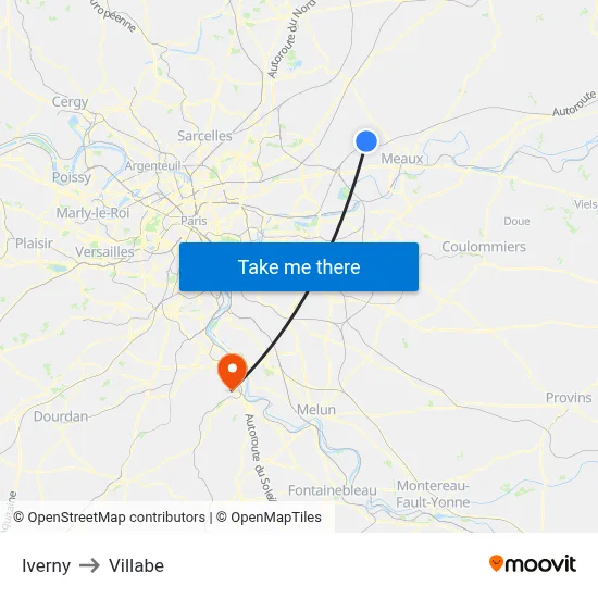 Iverny to Villabe map