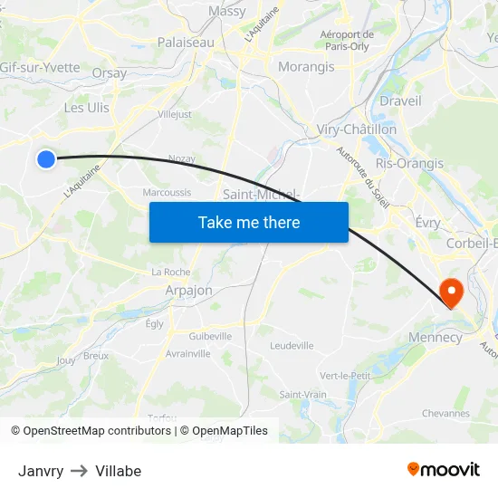Janvry to Villabe map