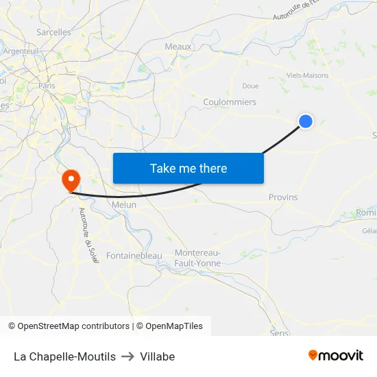 La Chapelle-Moutils to Villabe map