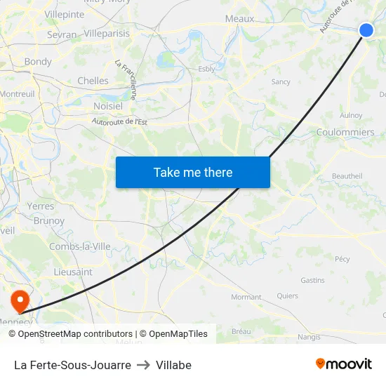 La Ferte-Sous-Jouarre to Villabe map