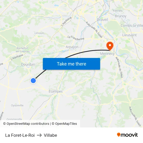 La Foret-Le-Roi to Villabe map
