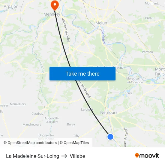 La Madeleine-Sur-Loing to Villabe map