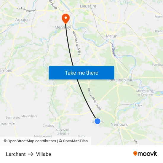 Larchant to Villabe map