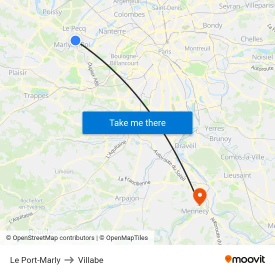 Le Port-Marly to Villabe map