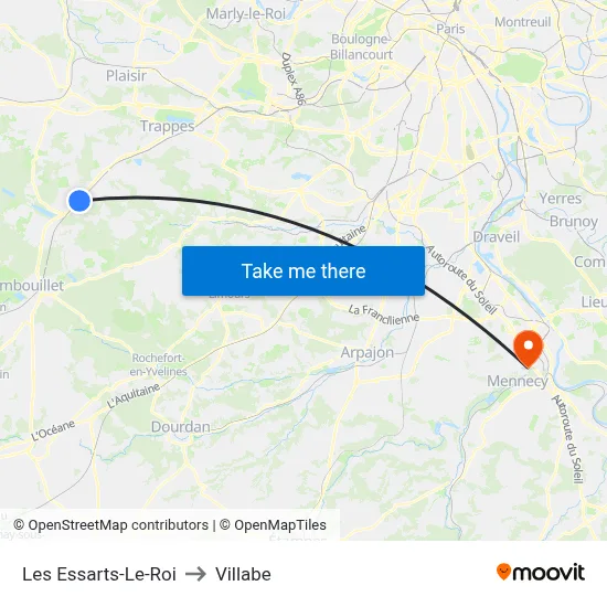 Les Essarts-Le-Roi to Villabe map