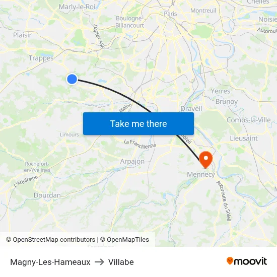 Magny-Les-Hameaux to Villabe map