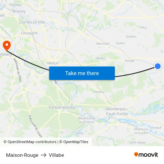 Maison-Rouge to Villabe map