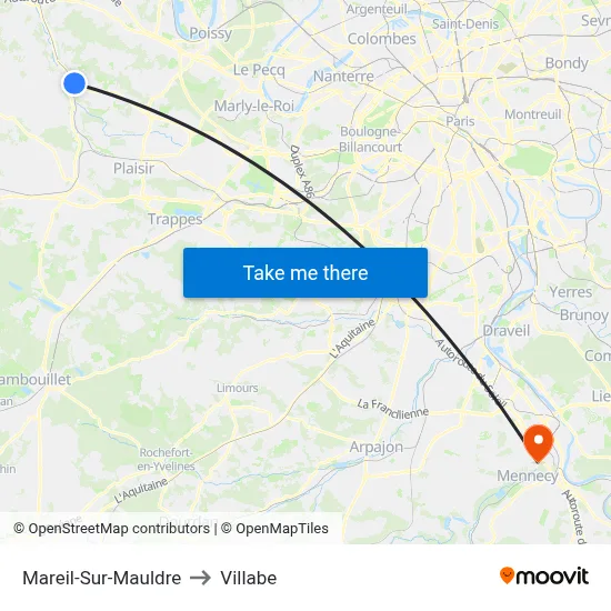 Mareil-Sur-Mauldre to Villabe map