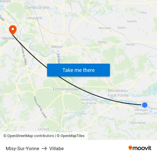 Misy-Sur-Yonne to Villabe map