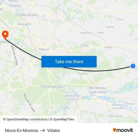 Mons-En-Montois to Villabe map