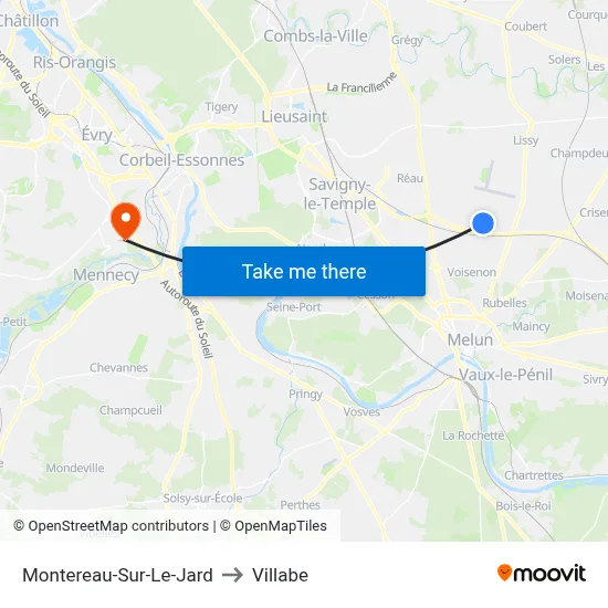 Montereau-Sur-Le-Jard to Villabe map