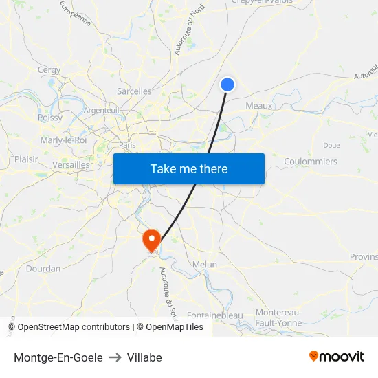 Montge-En-Goele to Villabe map