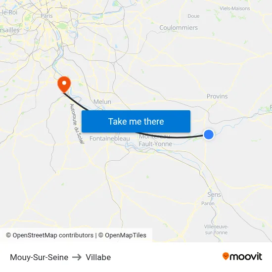 Mouy-Sur-Seine to Villabe map
