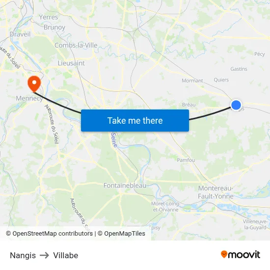 Nangis to Villabe map
