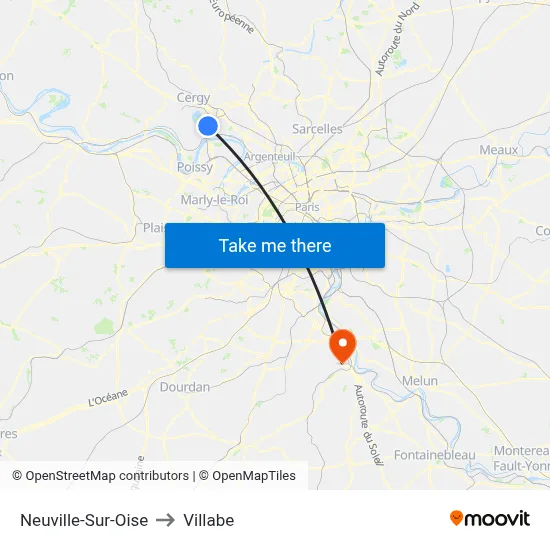 Neuville-Sur-Oise to Villabe map