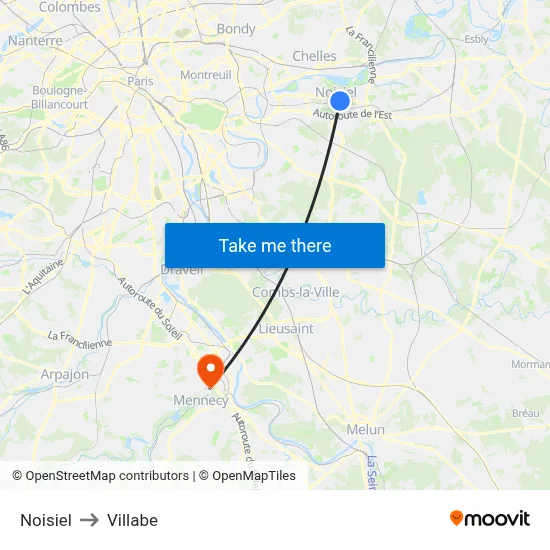 Noisiel to Villabe map