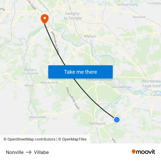 Nonville to Villabe map
