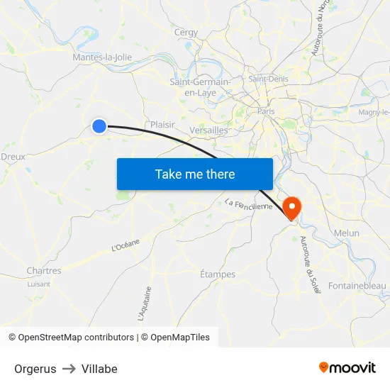 Orgerus to Villabe map