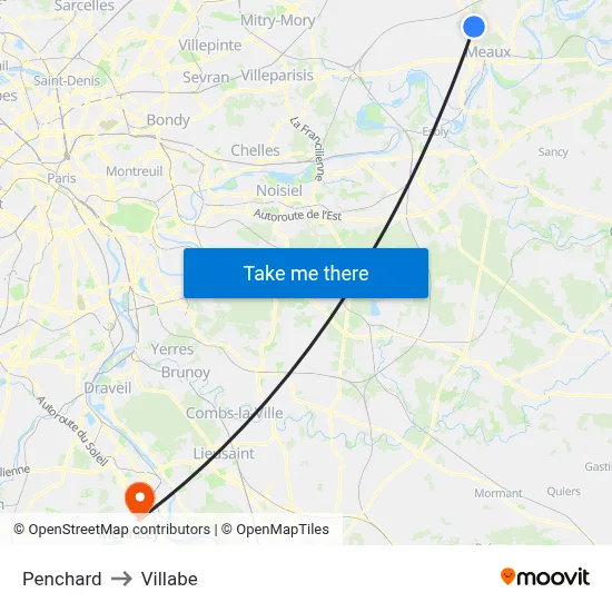 Penchard to Villabe map
