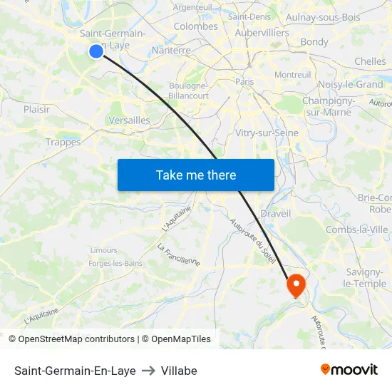 Saint-Germain-En-Laye to Villabe map