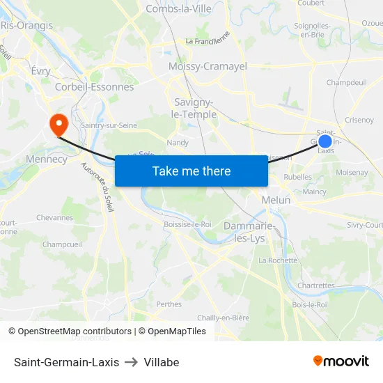 Saint-Germain-Laxis to Villabe map