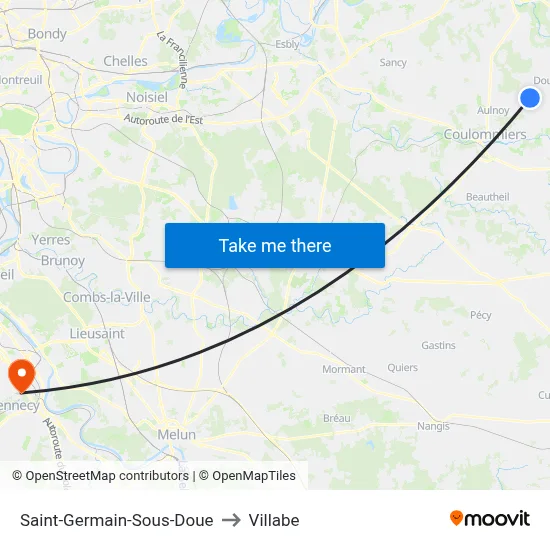 Saint-Germain-Sous-Doue to Villabe map
