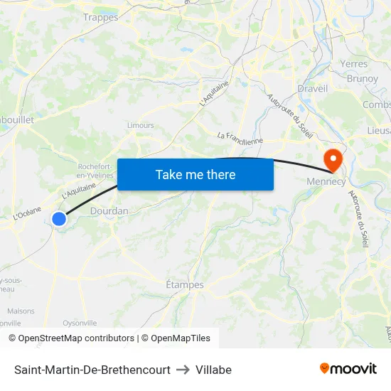 Saint-Martin-De-Brethencourt to Villabe map