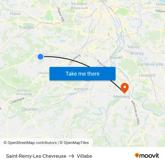 Saint-Remy-Les-Chevreuse to Villabe map