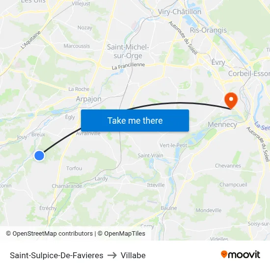 Saint-Sulpice-De-Favieres to Villabe map