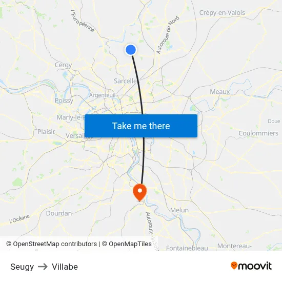 Seugy to Villabe map