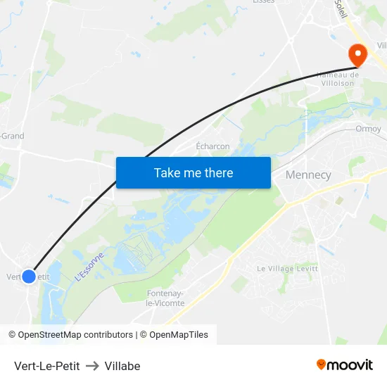 Vert-Le-Petit to Villabe map