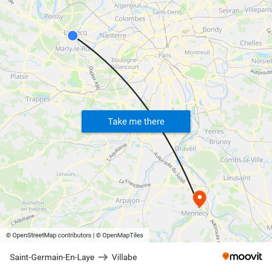 Saint-Germain-En-Laye to Villabe map