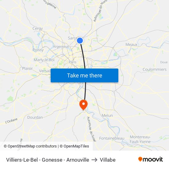 Villiers-Le-Bel - Gonesse - Arnouville to Villabe map