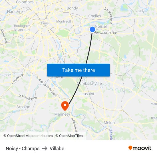 Noisy - Champs to Villabe map