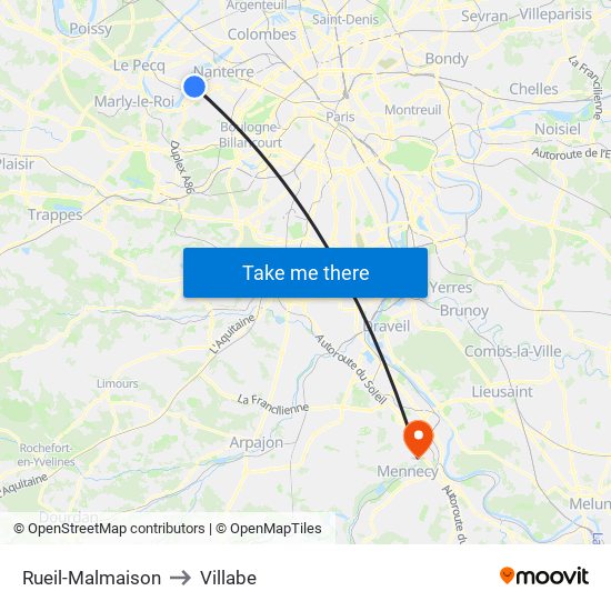 Rueil-Malmaison to Villabe map