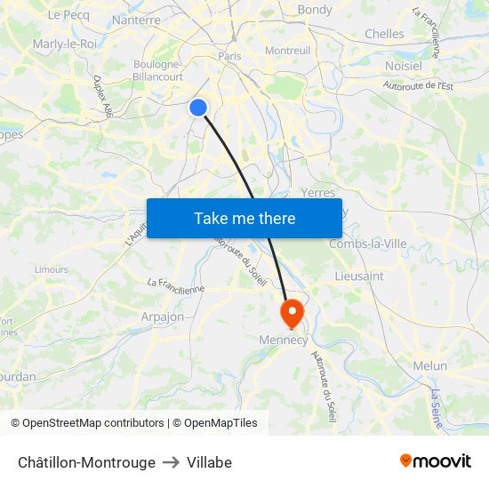 Châtillon-Montrouge to Villabe map