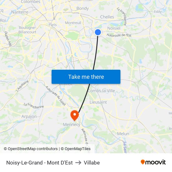 Noisy-Le-Grand - Mont D'Est to Villabe map