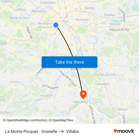 La Motte-Picquet - Grenelle to Villabe map